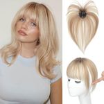 SEA SINGING Clip in Bangs Human Hair 100% clip in hair extensions real human hair Air bangs hair clip human hair Hairpieces for Daily Wear(8inch,4TM#)…