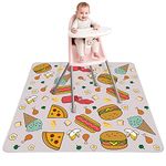 Welspo Splat Mat for Under High Chair, Washable Large Baby Splash Mat, Anti-Slip Silicone Spot Waterproof Floor Mat, Food Catcher Art Craft Leak Proof Mat (White Food, 51inch X 51inch)