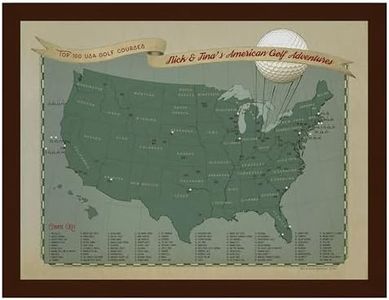 Top 100 US Golf Courses Personalized Push Pin Travel Map, Golf Course Map - Track Your Golfing Adventures, Dad Golf Gift