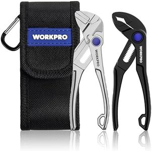 WORKPRO 2-Piece Mini Pliers Set with Pouch, 4-Inch Water Pump Pliers & Pliers Wrench, High-Toughness Alloy Steel Mini Groove Joint Plier & Smooth Jaw Plier, EDC Pliers for Tight Spaces & Versatile Use