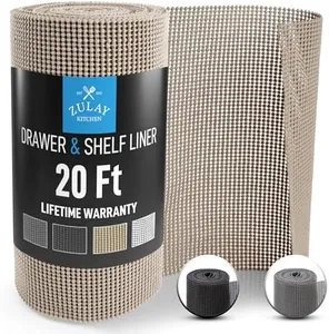 Zulay (12 Inch x 20 FT) Drawer & Shelf Liner - Non Adhesive Drawer Liner - Protective Shelf Liner Non Slip for Cabinets, Storage, Kitchen, and Tables (Beige)