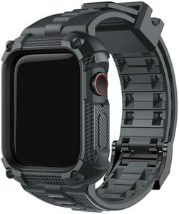 Fullmosa Compatible with Apple Watch Bands 45mm 44mm Series 9/8/7/6/5/4/SE3/SE2/SE, TPU Rugged iWatch Strap Military Grade Shockproof Bumper Case for Men Women, Grey