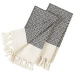 sea me at home Kitchen Hand Towels and Dishcloths Set of 2, Turkish Hand Towels for Bathroom, 100% Cotton Tea Towel Gift Set (14 x 30 Inches, Black)