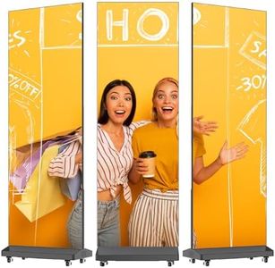 80 Inch LED Digital Signage Display, Foldable Seamless Stitching Kiosk, P1.86 GOB LED Screen Poster with Flight Case, Commercial Advertising Display for Events, Rentals and Weddings (Black, 1 Unit)
