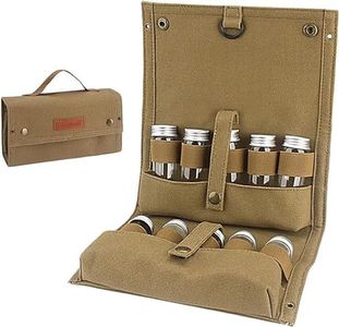 Travel Spice Kit, Portable Spice Bag with 10 Spice Jars, Canvas Seasoning Storage Bag Organizer, Seasoning Bottle Holder with Mini Condiment Bottle, Condiment Container Set for Outdoor Camping BBQ.