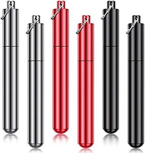 Tanlade 6 Pieces Portable Toothpick Holder Pocket Airtight Aluminum Metal Storage Tube Waterproof Pocket Purse Tube Container Holder with Keychain for Travel Tube Picnic Camping, 3 Colors