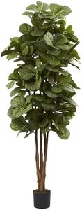 Nearly Natural 6ft Fiddle Leaf Fig Artificial Tree with 6 Natural Trunks, 270 Lush Green Leaves