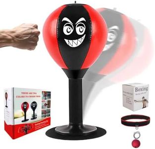 Desktop Mini Toy Stress Relieving Boxing Focal Punching Bag, Stress Buster with Suction Cup for Office Table and Counters，Adults&Children Fun Boxing Toys (Black&Red)