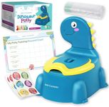 Dinosaur Potty Training Toilet Seat, Potty Toilet Set for Boys & Girls with Splash Guard, Toddler, Lid & Comfortable Back Rest, Includes Free Potty Liners & Reward Sticker Chart (Blue)