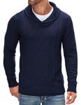 COOFANDY Men's Shawl Collar Sweaters V-Neck Relaxed Fit Cable Pullover