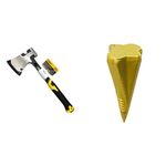 Rolson 12108 20oz One Piece Splitting Hand Axe Hatchet Splitter Outdoor Camping Professional,Yellow/Black & 10780 Diamond Shape Log Splitter, Gold