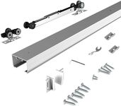 JUBEST 6FT Commercial Grade Pocket Door Hardware and Track Set with Soft Close Mechanism, Sliding Door Hardware for Door Wide 24"-36", Durable and Smoothly, Easy to Install