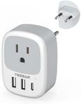 TESSAN European Travel Plug Adapter, Europe Power Adaptor with 2 USB Ports, Type C Outlet Charger for US to Most of EU Iceland Spain Italy France Germany