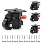 W B D WEIBIDA Leveling Casters with Adjustable Ratchet Handle Design, 360 Degree Swivel Castors with Capacity 2200 Lbs, Heavy Duty Retractable Caster for Workbench, Machine, Equipment, Set of 4, Black