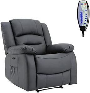 COZYBRITE Recliner Chair Electric Reclining Armchair with Massage Heating Rocking Side Pockets PU Leather - 8198 Electric (Black)