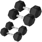 Combo 80 LBS Cast Iron - Chrome Grip Hex Dumbbell (10 + 30) LBS