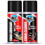 Groommm Bike chain cleaner and chain lubricant spray combo Pack| Heavy duty chain lube spray for bike|cycle chain cleaner | Cleans, Preserves and Protects | 150 ml each