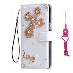 Alcatel U5 HD 5047D case, Handmade Girls fashion Bling PU Leather Filo slots Wallet Flip Protective Case Cover For Alcatel U5 HD 5047D with 2 straps