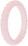 QALO Women's Rubber Silicone Ring, Stackable Braid Rubber Wedding Band, Breathable, Durable Engagement Silicone Ring, 3.3mm Wide 2.5mm Thick, Blush, Size 8