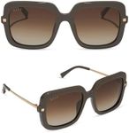 DIFF Sandra Designer Oversized Square Sunglasses for Women UV400 Protection, London Stone + Truffle Gradient