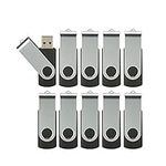 4GB Flash Drive 10 Pack, Alihelan 4G USB Stick Thumb Drive Bulk USB 2.0 Memory Stick Swivel Pen Drive Jump Drive, Black