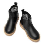 WUIWUIYU Toddlers Boys Girls Outdoor Side-Zip Short Ankle Boots Cute Snow High Tops Chelsea Booties Black Size 8