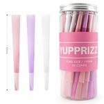 Pre Rolled Cones Natural Preroll Rolling Papers | Classic King Size | 50 Pack | Unbleached Prerolls Cones with Filter Tubes - Pink/Purple/White Mixed Prerolled Cones