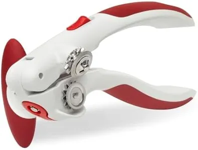 Zyliss Lock N' Lift Manual Can Opener with Lid Lifter Magnet - Heavy-Duty & Handheld Can Opener - Kitchen Gadget for Can Opener Safety - Manual Can Opener for Smooth Edge - Red