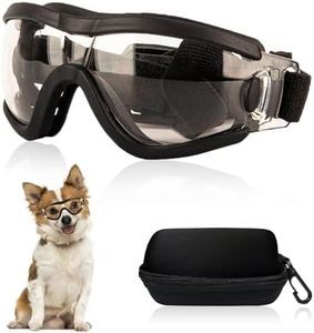 Mitubati Dog Goggles Small Breed Dog Sunglasses with Adjustable for UV Protection Eyewear Doggy Doggie Puppy Glasses Anti-Fog Wind Dust Snowproof (Black Frame Transparent Lens)