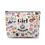 Soccer Gifts Makeup Cosmetic Bag for Women, Soccer Coach Gifts, Soccer Team Gifts for Soccer Lovers Players Fans Birthday Gifts for Her Women