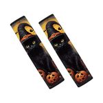 Horeset Halloween Black Cat Pumpkin Car Seat Belt Pads Cover Universal Seat Belt Cover for Handbag Camera Backpack,Set of 2