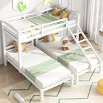 ModernLuxe Children's Bed Frame 3FT, Bunk Bed for Kids with Ladder for 3 People, Pine Wood, 208x162x198 cm(BxHxT)