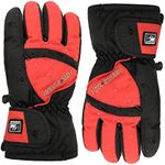HIGHCAMP Kids Boy Girl Waterproof Ski Snow Gloves Cold Weather Warm Winter Gloves, Flame S (4-6 Years)