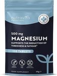 Magnesium Supplements 500mg - 120 Vegan High Strength Tablets – 4 Month Supply – Supports Muscle Function, Tiredness, Energy, Bones, Nervous System - Letterbox Friendly - UK Made - Nutravita