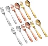 12 Piece Stainless Steel Kids Silverware Set,Toddler Utensils,Children Safe Food Grade Forks and Spoons,Mirror Polished, Dishwasher Safe