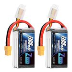 Zeee 11.1V 1300mAh Lipo Battery 120C 3S RC Battery with XT60 Plug for FPV Racing Drone Quadcopter Helicopter Airplane RC Boat RC Car RC Models(2 Pack)