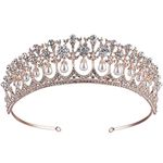 CROWN GUIDE Crystal Rhinestone Queen Bride Tiara Crown for Women Girl Vintage Bridal Birthday Prom Wedding Tiaras and Crowns, One Size (Pack of 1), Hard Alloy, Clear Crystals, Pearls, Rhinestones