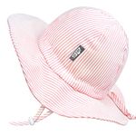 Jan & Jul 50+ UPF Adjustable Toddler Girl Sun-Hat with Strap, 100% Cotton (M: 6-24 Months, Pink Stripes)