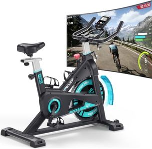 WENOKER Heimtrainer Fahrrad 2026 mit App & LCD-Display, Ergometer für Zuhause bis 160 kg, Spinning Bike Indoor mit schwerem Schwungrad, Tablet-Halterung und stufenlosem Widerstand Schwarz-Dunkelblau