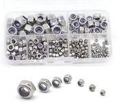 cSeao 210pcs Nylock Hex Self Locking Nuts Assortment Kit, Nylon Inserted Nuts, 304 Stainless Steel, Self Clinching Nuts