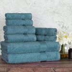 SUPERIOR Egyptian Cotton 8-Piece Towel Set, Assorted Towels for Home Bathroom, Guest Bath Decor Essentials, Includes 2 Bath, 4 Hand, 2 Face Towels/Washcloths, Quick Dry, Absorbent - Sapphire