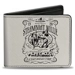 Disney Wallet, Bifold, Disney 100 Mickey Mouse Steamboat Willie Title Scene Grays, Vegan Leather, Gray