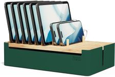 Prosumer's Choice Bamboo Charging Station - Multi Charger Station Organizer - Desk Docking Station for Phones, Tablets, Laptop - Wooden Charging Station with Removable Dividers - Cables Not Included