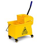 TANGZON Mop Bucket and Wringer, Wheeled Cleaning Trolley with Metal Handle & Mop Holder, Plastic Body Floor Cleaning Cart for Household and Commercial Use (20L)