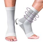 Compression Socks Open Toe | Bamboo Cotton Compression Socks Women | Ecosync | Nano Socks for Men Neuropathy | White | Plantar Fasciitis | Arch Support | Foot & Ankle Swelling | Heel Pain | Injury Recover|