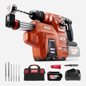 DCK 20V Cordless Rotary Hammer Drill with Dust Collector, 15 in³ Dust Collection Box, 5-Inch Stroke, 2.8J Impact Energy, Brushless SDS Plus Hammer Drill with 4 Drill Bits & 2 Chisels