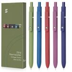 FIOVER 5pcs Gel Pens Quick Dry Ink Pens Fine Point Premium Retractable Rolling Ball Gel Pens Black Ink Smooth Writing