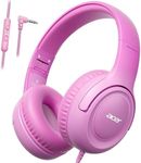 acer Kids Headphones - 85/94dB Volume Limiter, Foldable Wired Over Ear Headphones for Travel, 3.5mm Jack, Toddler Headphones for School, Travel, iPad, Tablet, Pink Gradient