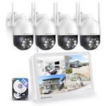 Jennov 5MP PTZ Wireless CCTV Camera System With 10" Monitor, 10CH 5MP NVR, 4 X PTZ Security Cameras With Color Night Vision, 24/7 Recording, Auto Tacking, Human Detection, Two Way Audio, 1TB HDD