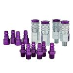 ColorFit by Milton HIGHFLOWPRO S-314VKIT Coupler & Plug Kit - (V-Style, Purple) - 1/4" NPT, (14-Piece)